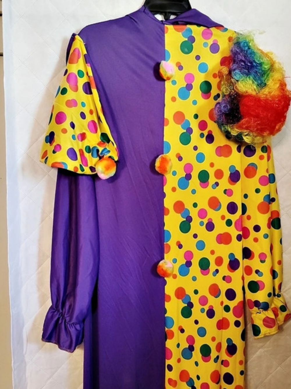 Adults Halloween Clown Costume Purple & Yellow Like New Size Large